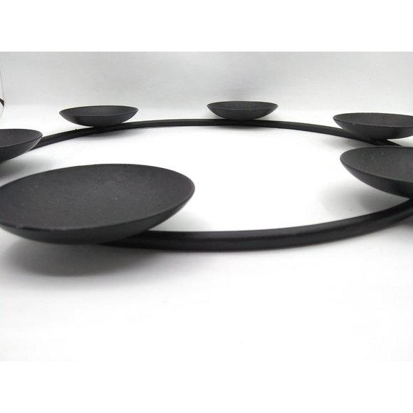 Vtg MCM Danish black Metal Set 3 Round Graduated sizes Circular Candle Holders - Picture 2 of 12
